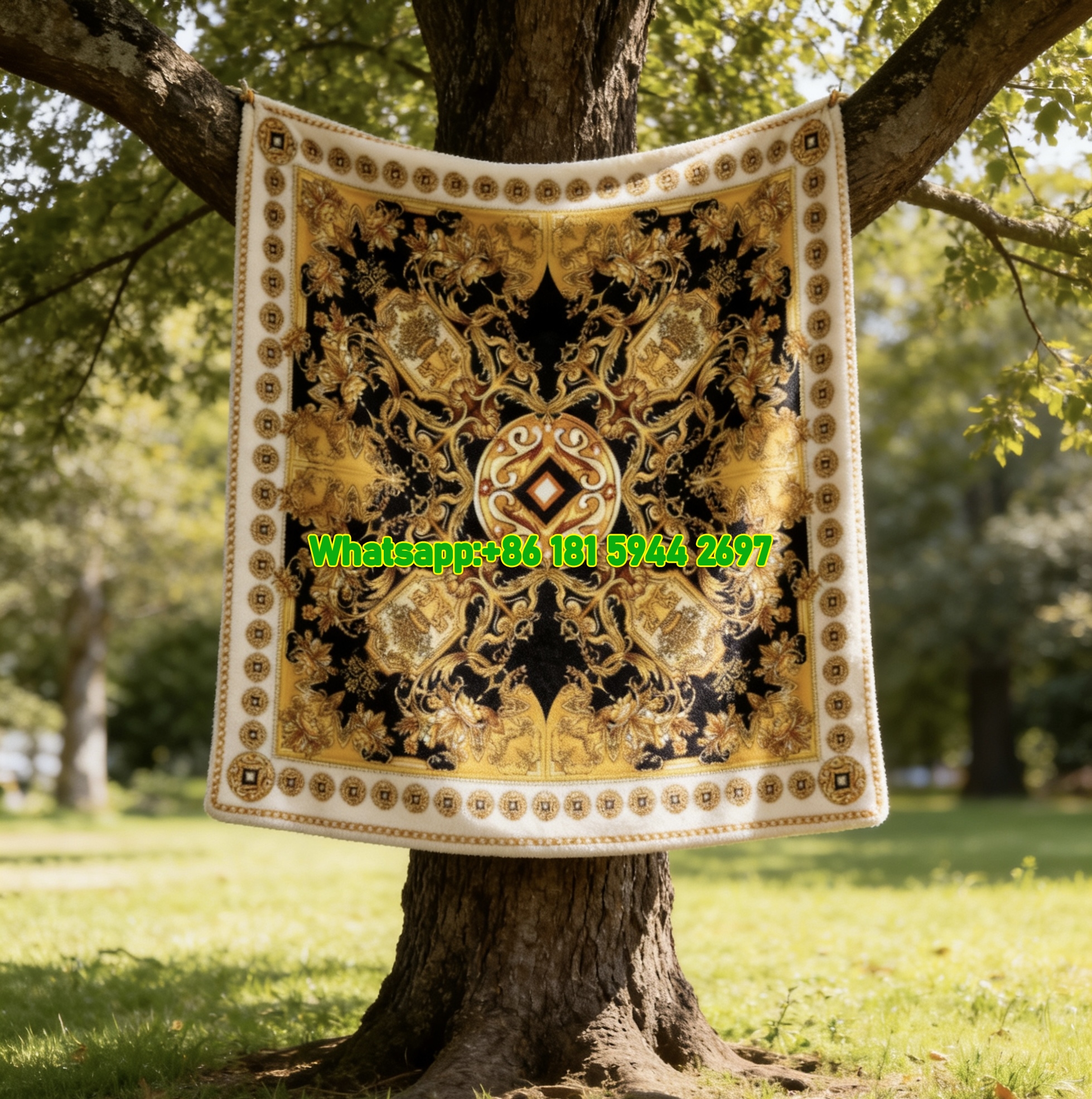 Versace Baroque Gold Black Printed Flannel Throw Blanket Luxury Ornate Pattern Soft Fleece IMG_1616